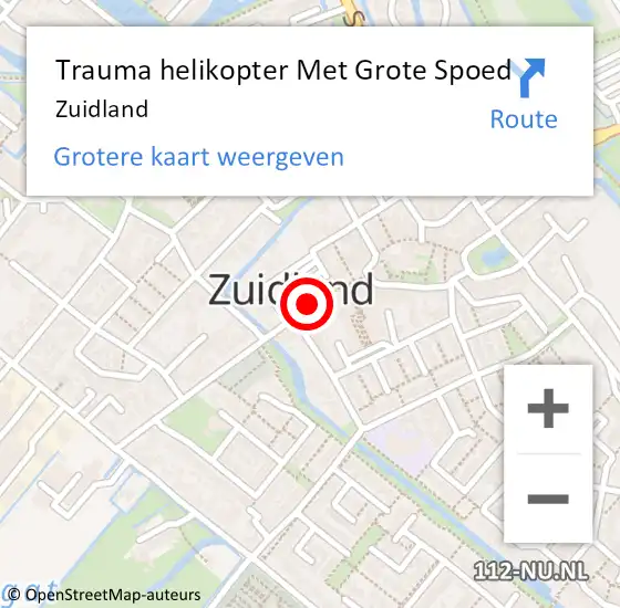 Locatie op kaart van de 112 melding: Trauma helikopter Met Grote Spoed Naar Zuidland op 6 januari 2023 09:12