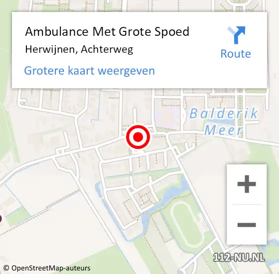 Locatie op kaart van de 112 melding: Ambulance Met Grote Spoed Naar Herwijnen, Achterweg op 6 januari 2023 09:21