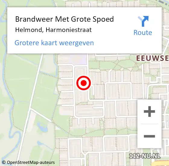 Locatie op kaart van de 112 melding: Brandweer Met Grote Spoed Naar Helmond, Harmoniestraat op 6 januari 2023 09:50