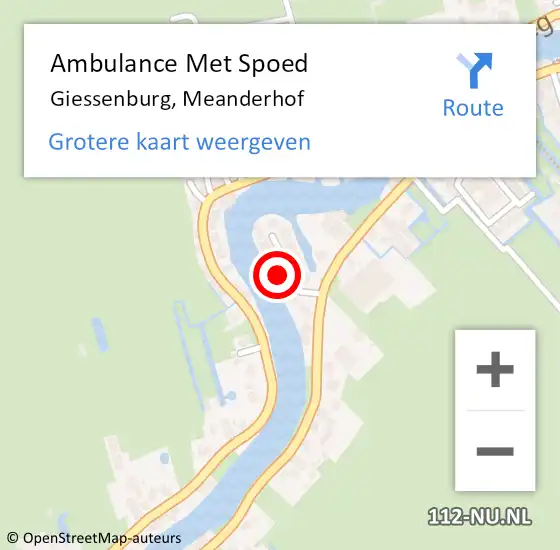 Locatie op kaart van de 112 melding: Ambulance Met Spoed Naar Giessenburg, Meanderhof op 6 januari 2023 10:16