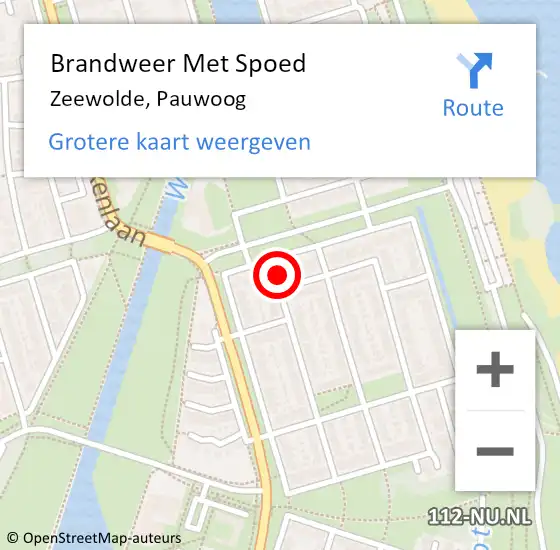 Locatie op kaart van de 112 melding: Brandweer Met Spoed Naar Zeewolde, Pauwoog op 6 januari 2023 10:21