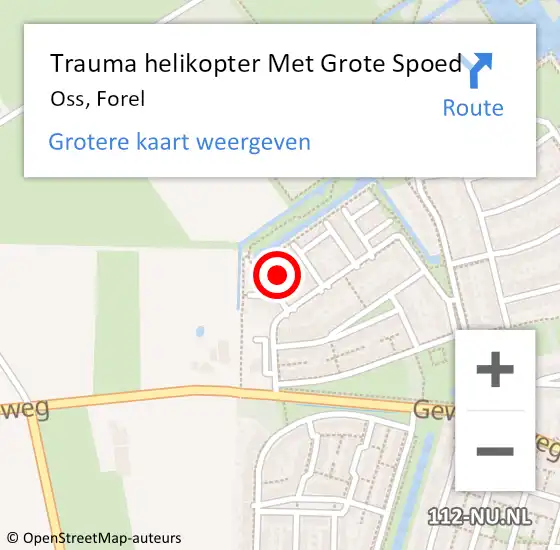 Locatie op kaart van de 112 melding: Trauma helikopter Met Grote Spoed Naar Oss, Forel op 6 januari 2023 10:37