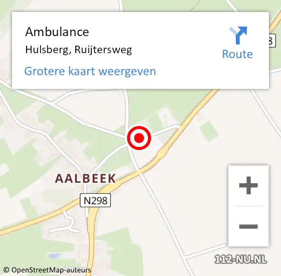 Locatie op kaart van de 112 melding: Ambulance Hulsberg, Ruijtersweg op 11 augustus 2014 10:30