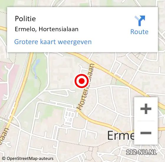 Locatie op kaart van de 112 melding: Politie Ermelo, Hortensialaan op 6 januari 2023 10:47