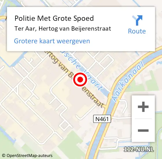 Locatie op kaart van de 112 melding: Politie Met Grote Spoed Naar Ter Aar, Hertog van Beijerenstraat op 6 januari 2023 10:56