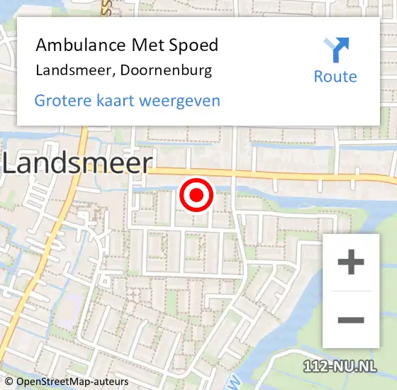 Locatie op kaart van de 112 melding: Ambulance Met Spoed Naar Landsmeer, Doornenburg op 6 januari 2023 10:57