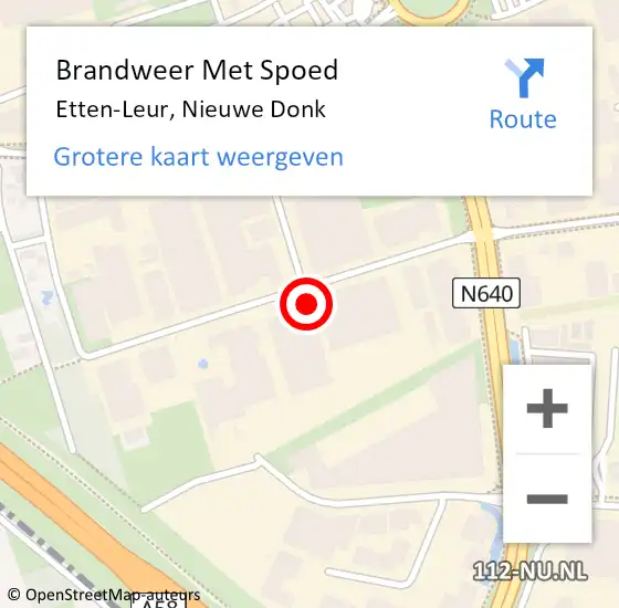 Locatie op kaart van de 112 melding: Brandweer Met Spoed Naar Etten-Leur, Nieuwe Donk op 6 januari 2023 11:54