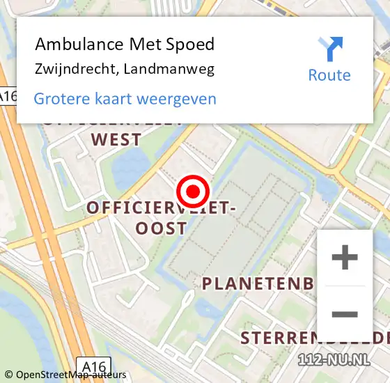 Locatie op kaart van de 112 melding: Ambulance Met Spoed Naar Zwijndrecht, Landmanweg op 6 januari 2023 12:03