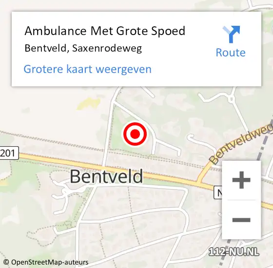 Locatie op kaart van de 112 melding: Ambulance Met Grote Spoed Naar Bentveld, Saxenrodeweg op 6 januari 2023 12:06