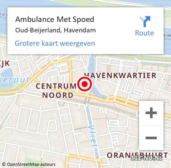 Locatie op kaart van de 112 melding: Ambulance Met Spoed Naar Oud-Beijerland, Havendam op 6 januari 2023 12:07