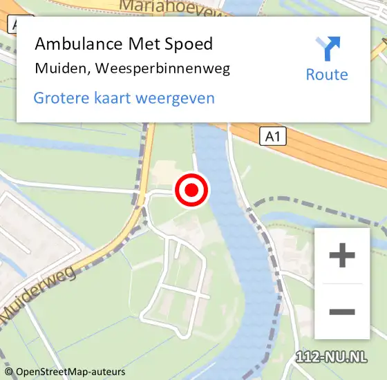 Locatie op kaart van de 112 melding: Ambulance Met Spoed Naar Muiden, Weesperbinnenweg op 6 januari 2023 12:28