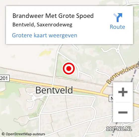 Locatie op kaart van de 112 melding: Brandweer Met Grote Spoed Naar Bentveld, Saxenrodeweg op 6 januari 2023 12:30