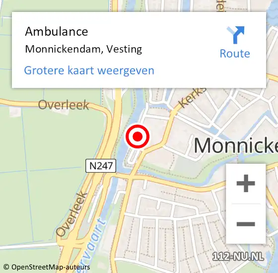 Locatie op kaart van de 112 melding: Ambulance Monnickendam, Vesting op 6 januari 2023 12:39