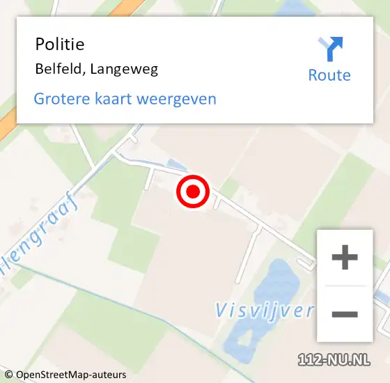 Locatie op kaart van de 112 melding: Politie Belfeld, Langeweg op 6 januari 2023 12:41