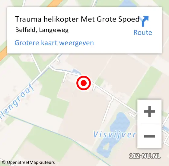 Locatie op kaart van de 112 melding: Trauma helikopter Met Grote Spoed Naar Belfeld, Langeweg op 6 januari 2023 12:43