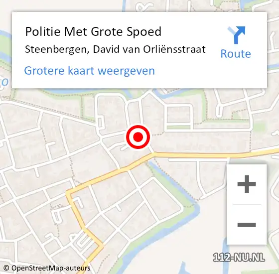 Locatie op kaart van de 112 melding: Politie Met Grote Spoed Naar Steenbergen, David van Orliënsstraat op 6 januari 2023 12:52