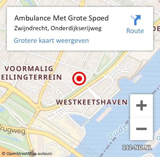 Locatie op kaart van de 112 melding: Ambulance Met Grote Spoed Naar Zwijndrecht, Onderdijkserijweg op 6 januari 2023 12:54