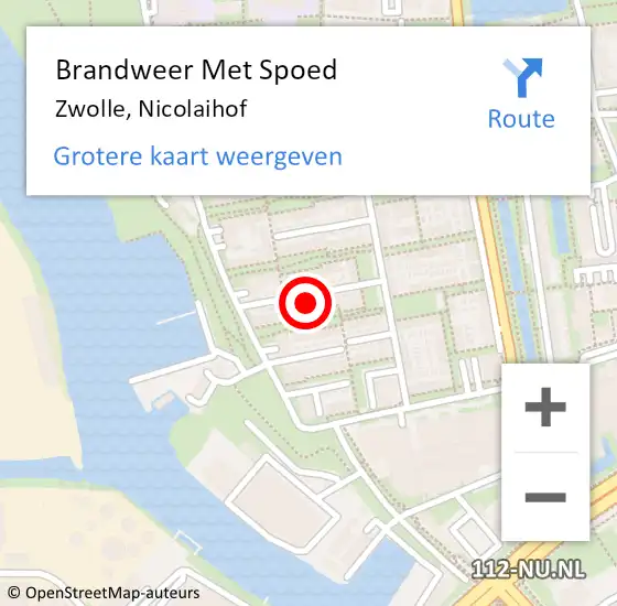 Locatie op kaart van de 112 melding: Brandweer Met Spoed Naar Zwolle, Nicolaihof op 6 januari 2023 13:01