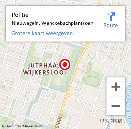 Locatie op kaart van de 112 melding: Politie Nieuwegein, Wenckebachplantsoen op 6 januari 2023 13:05