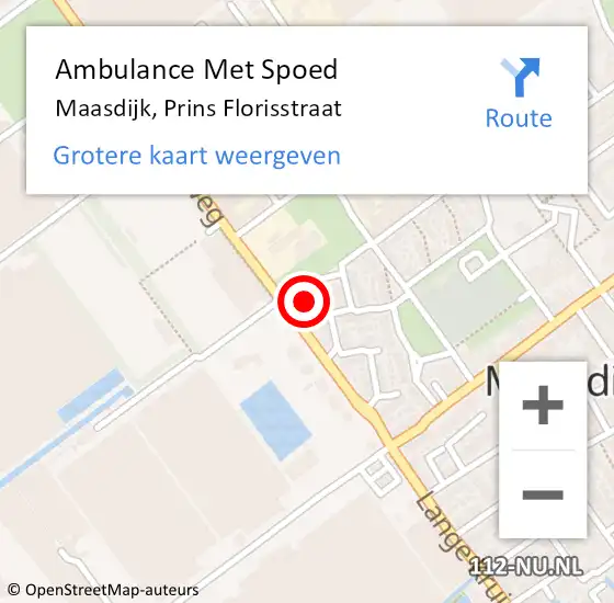 Locatie op kaart van de 112 melding: Ambulance Met Spoed Naar Maasdijk, Prins Florisstraat op 6 januari 2023 13:17