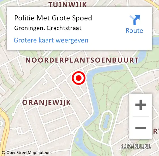 Locatie op kaart van de 112 melding: Politie Met Grote Spoed Naar Groningen, Grachtstraat op 6 januari 2023 13:17