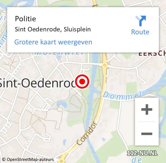 Locatie op kaart van de 112 melding: Politie Sint Oedenrode, Sluisplein op 6 januari 2023 13:33