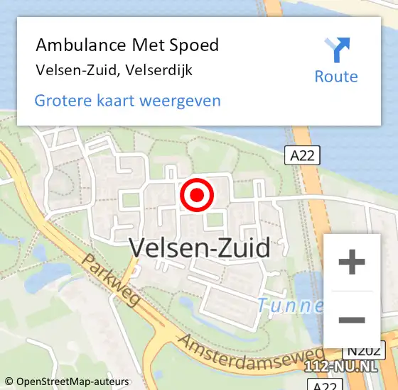 Locatie op kaart van de 112 melding: Ambulance Met Spoed Naar Velsen-Zuid, Velserdijk op 6 januari 2023 13:33