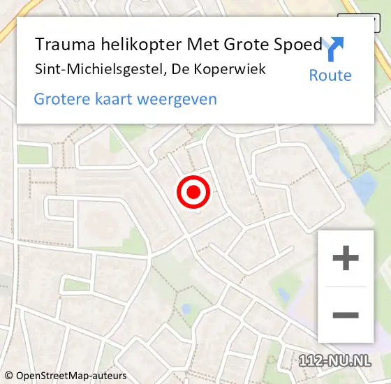 Locatie op kaart van de 112 melding: Trauma helikopter Met Grote Spoed Naar Sint-Michielsgestel, De Koperwiek op 6 januari 2023 13:46