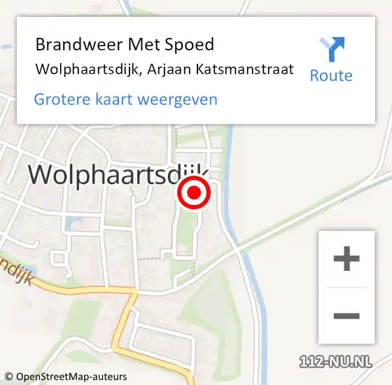 Locatie op kaart van de 112 melding: Brandweer Met Spoed Naar Wolphaartsdijk, Arjaan Katsmanstraat op 6 januari 2023 14:23