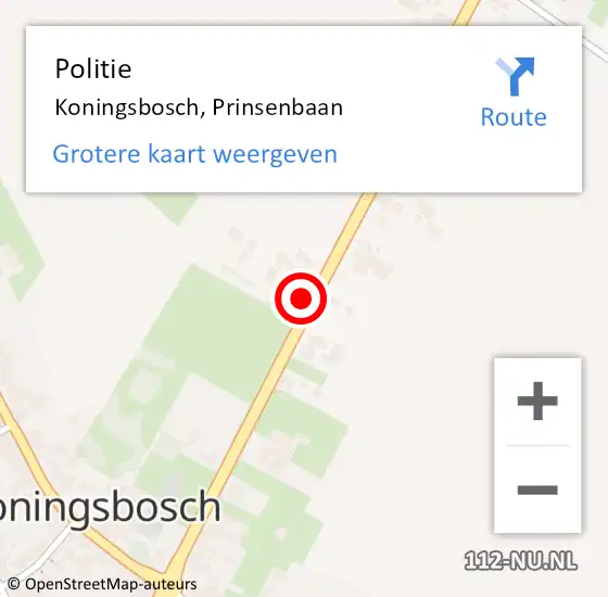 Locatie op kaart van de 112 melding: Politie Koningsbosch, Prinsenbaan op 6 januari 2023 14:32