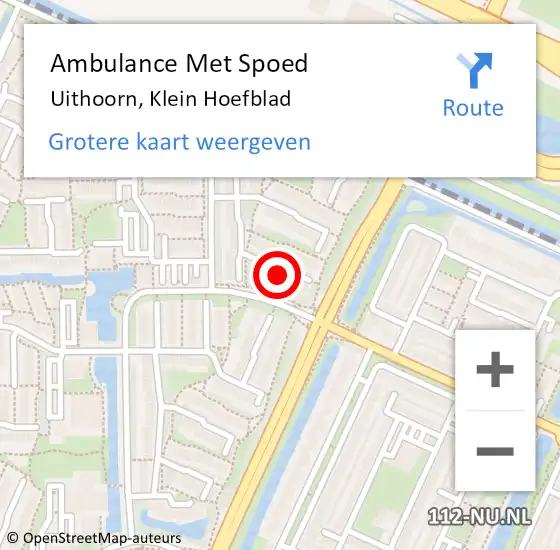 Locatie op kaart van de 112 melding: Ambulance Met Spoed Naar Uithoorn, Klein Hoefblad op 6 januari 2023 15:40