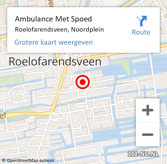 Locatie op kaart van de 112 melding: Ambulance Met Spoed Naar Roelofarendsveen, Noordplein op 6 januari 2023 15:50