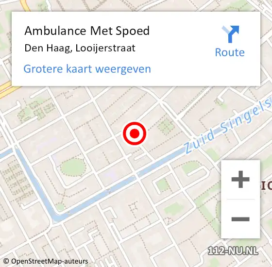 Locatie op kaart van de 112 melding: Ambulance Met Spoed Naar Den Haag, Looijerstraat op 6 januari 2023 15:56