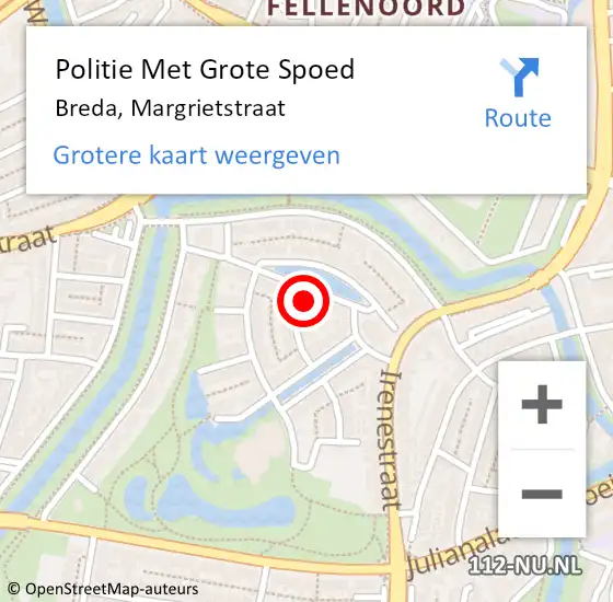 Locatie op kaart van de 112 melding: Politie Met Grote Spoed Naar Breda, Margrietstraat op 6 januari 2023 16:04