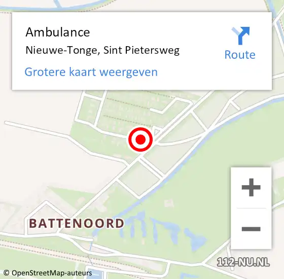 Locatie op kaart van de 112 melding: Ambulance Nieuwe-Tonge, Sint Pietersweg op 11 augustus 2014 11:11