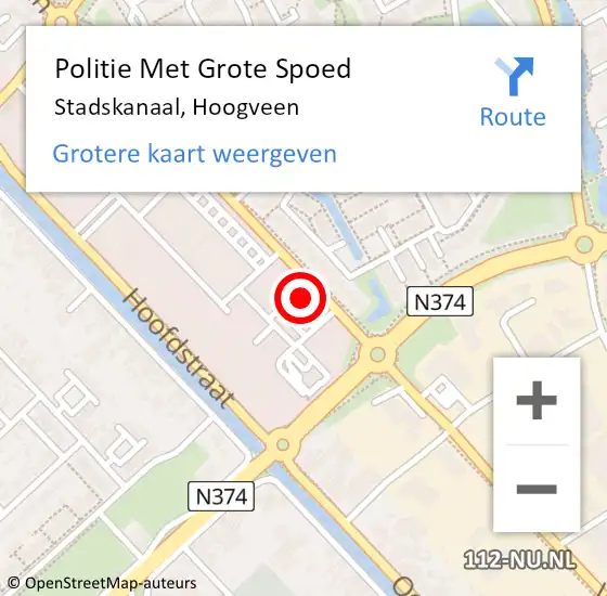 Locatie op kaart van de 112 melding: Politie Met Grote Spoed Naar Stadskanaal, Hoogveen op 6 januari 2023 16:13