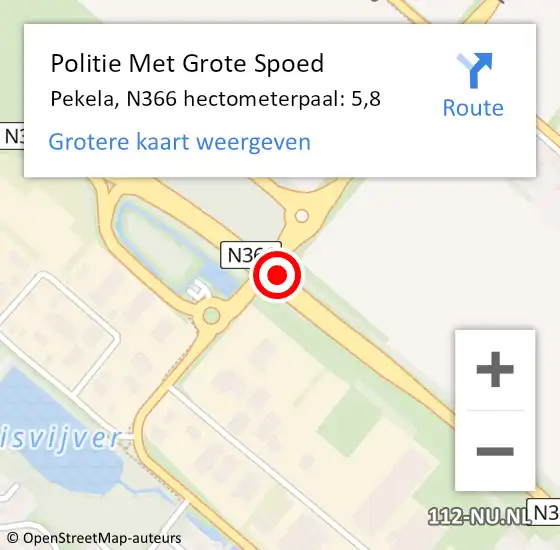 Locatie op kaart van de 112 melding: Politie Met Grote Spoed Naar Pekela, N366 hectometerpaal: 5,8 op 6 januari 2023 16:31