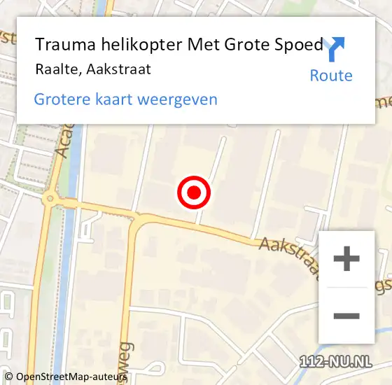 Locatie op kaart van de 112 melding: Trauma helikopter Met Grote Spoed Naar Raalte, Aakstraat op 6 januari 2023 16:43