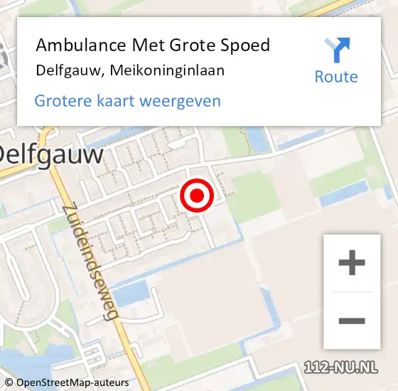 Locatie op kaart van de 112 melding: Ambulance Met Grote Spoed Naar Delfgauw, Meikoninginlaan op 6 januari 2023 16:47