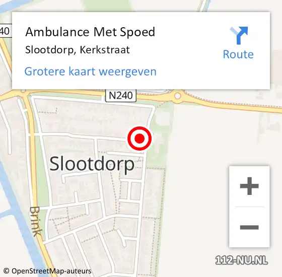 Locatie op kaart van de 112 melding: Ambulance Met Spoed Naar Slootdorp, Kerkstraat op 6 januari 2023 16:56