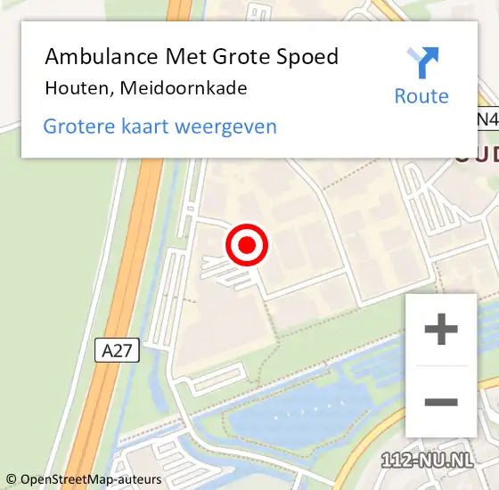 Locatie op kaart van de 112 melding: Ambulance Met Grote Spoed Naar Houten, Meidoornkade op 11 augustus 2014 11:18
