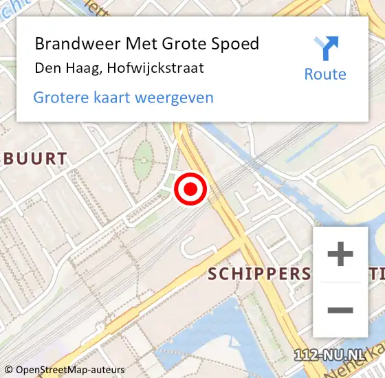 Locatie op kaart van de 112 melding: Brandweer Met Grote Spoed Naar Den Haag, Hofwijckstraat op 6 januari 2023 17:40