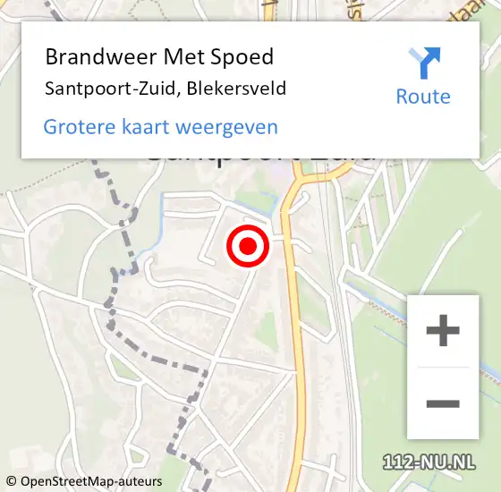 Locatie op kaart van de 112 melding: Brandweer Met Spoed Naar Santpoort-Zuid, Blekersveld op 6 januari 2023 18:01