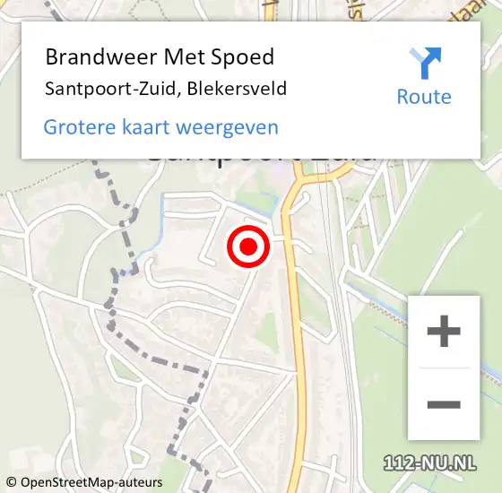 Locatie op kaart van de 112 melding: Brandweer Met Spoed Naar Santpoort-Zuid, Blekersveld op 6 januari 2023 18:03