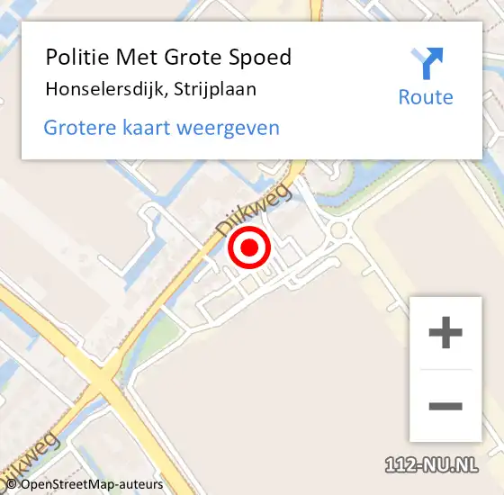 Locatie op kaart van de 112 melding: Politie Met Grote Spoed Naar Honselersdijk, Strijplaan op 6 januari 2023 18:10