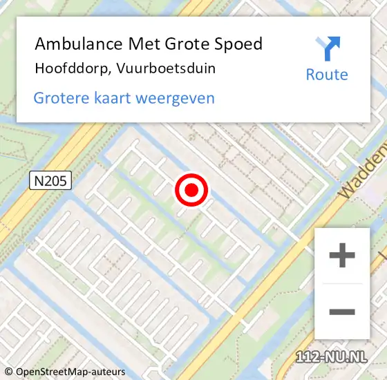 Locatie op kaart van de 112 melding: Ambulance Met Grote Spoed Naar Hoofddorp, Vuurboetsduin op 6 januari 2023 18:27