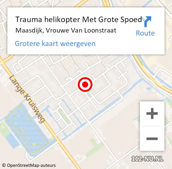 Locatie op kaart van de 112 melding: Trauma helikopter Met Grote Spoed Naar Maasdijk, Vrouwe Van Loonstraat op 6 januari 2023 19:07