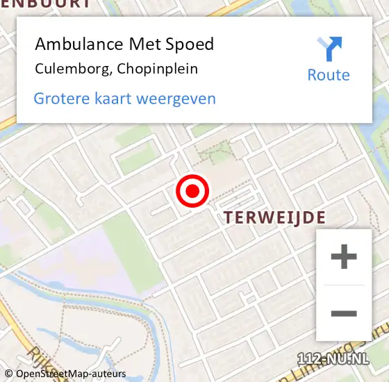 Locatie op kaart van de 112 melding: Ambulance Met Spoed Naar Culemborg, Chopinplein op 6 januari 2023 19:32