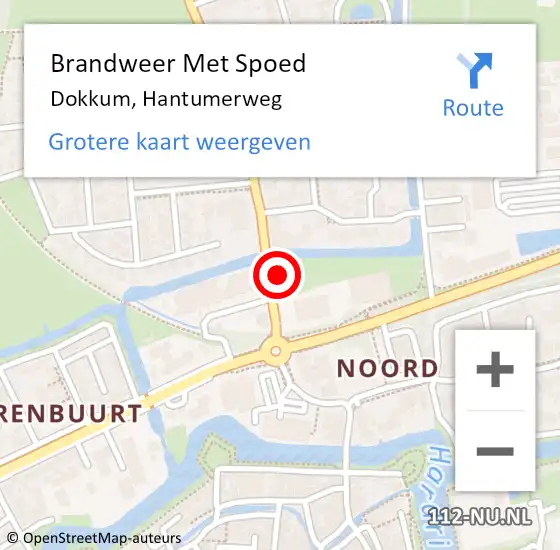 Locatie op kaart van de 112 melding: Brandweer Met Spoed Naar Dokkum, Hantumerweg op 6 januari 2023 19:40