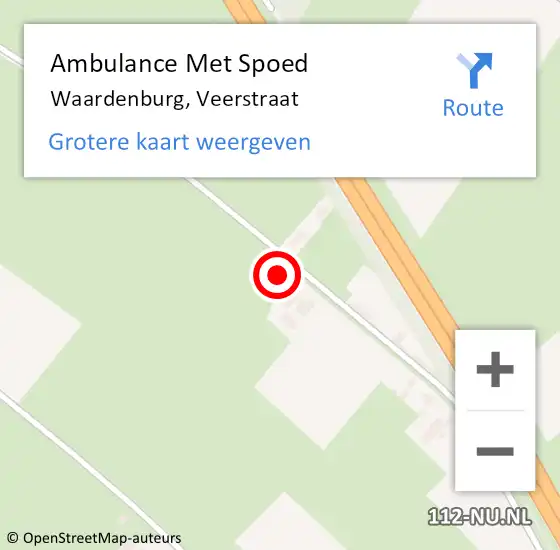 Locatie op kaart van de 112 melding: Ambulance Met Spoed Naar Waardenburg, Veerstraat op 6 januari 2023 20:06